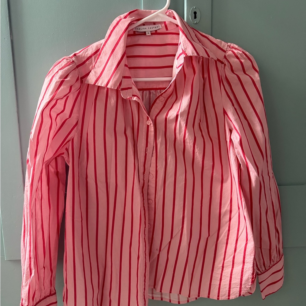 English Factory Kids Red Striped Button Down Shirt